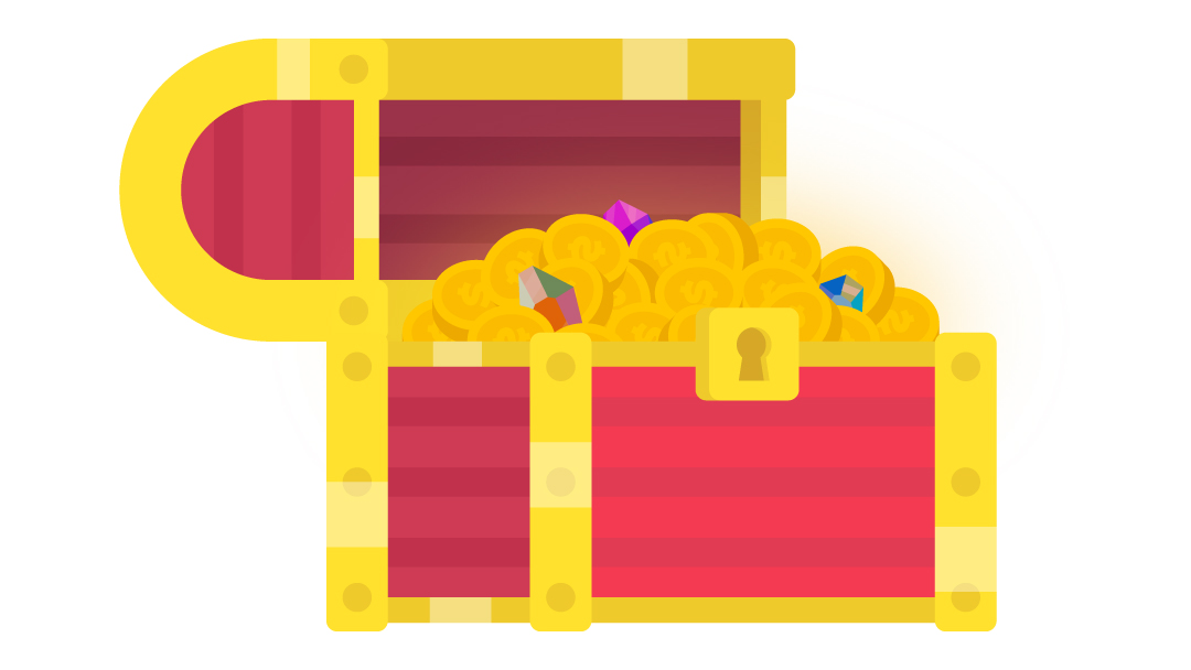 a treasure chest full of gold coins